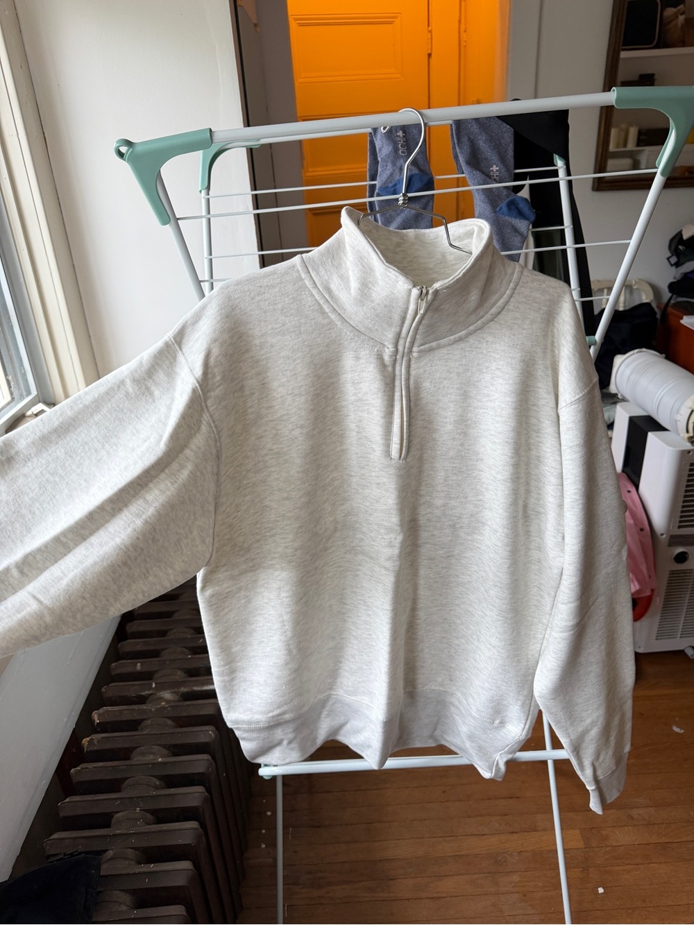 Quarter-Zip Sweater Pullover - Light Gray